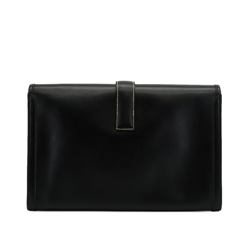 HERMES JIGE PM BLACK BOX CALF CLUTCH BAG 1996 CIRCLE Z 90338350