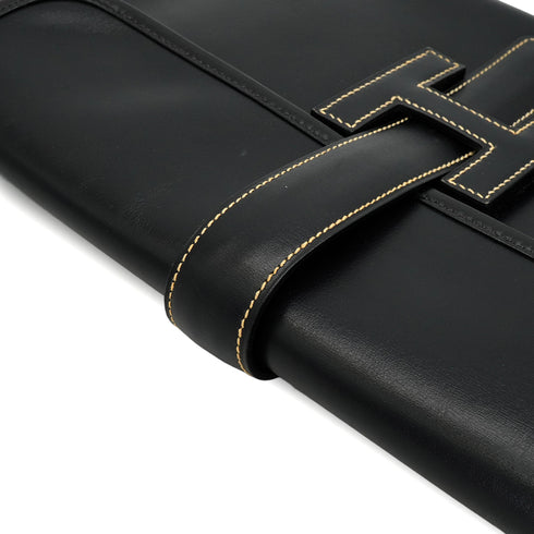 HERMES JIGE PM BLACK BOX CALF CLUTCH BAG 1996 CIRCLE Z 90338350