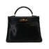 HERMES KELLY 32 RETORNE BLACK BOXCALF HAND BAG 1993 CIRCLE W GOLD HARDWARE 90318194