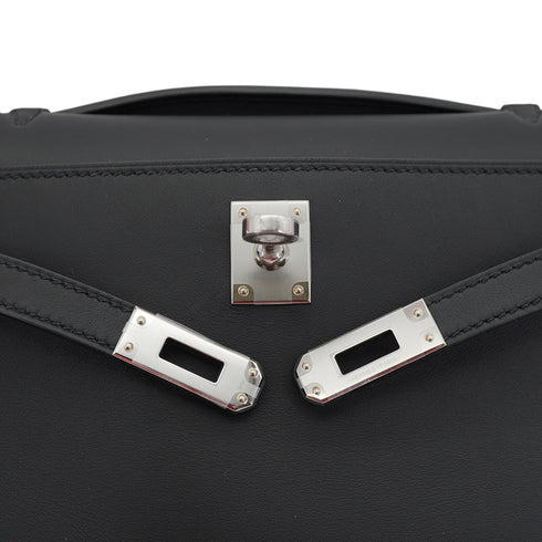 HERMES KELLY POCHETTE SELLIER BLACK VEAU SWIFT HAND BAG 2026 G STAMP PALLADIUM HARDWARE 90331394