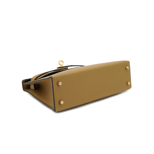 HERMES KELLY MINI 2 POUSSIERE MADAME SHOULDER BAG 2026 G STAMP PERMABRASS GOLD HARDWARE 90335776