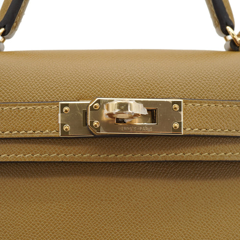 HERMES KELLY MINI 2 POUSSIERE MADAME SHOULDER BAG 2026 G STAMP PERMABRASS GOLD HARDWARE 90335776