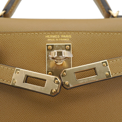 HERMES KELLY MINI 2 POUSSIERE MADAME SHOULDER BAG 2026 G STAMP PERMABRASS GOLD HARDWARE 90335776