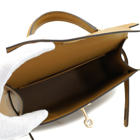 HERMES KELLY MINI 2 POUSSIERE MADAME SHOULDER BAG 2026 G STAMP PERMABRASS GOLD HARDWARE 90335776