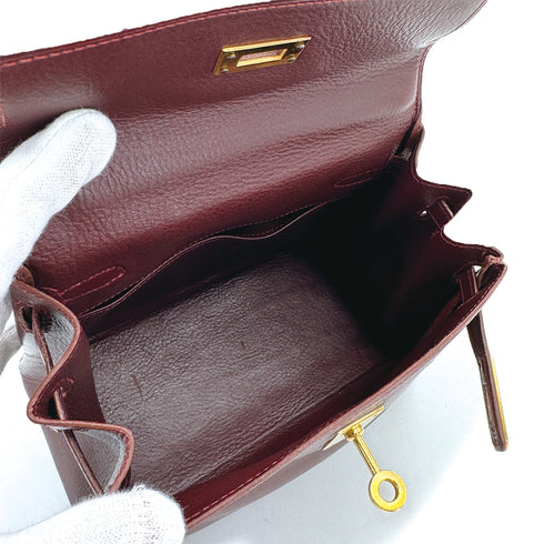 HERMES MINI KELLY 20 RETOURNE ROUGE H VEAU GULLIVER HAND SHOULDER BAG 1991 CIRCLE U GOLD HARDWARE 90311262 - PURPOSE