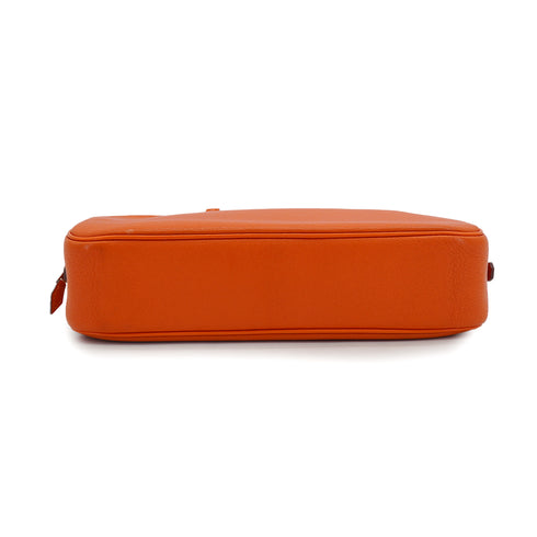 HERMES PLUME ELAN 28 ORANGE CHEVRE HAND BAG 2005 SQUARE I PALLADIUM HARDWARE 90335827