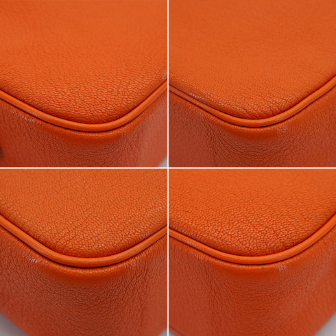 HERMES PLUME ELAN 28 ORANGE CHEVRE HAND BAG 2005 SQUARE I PALLADIUM HARDWARE 90335827