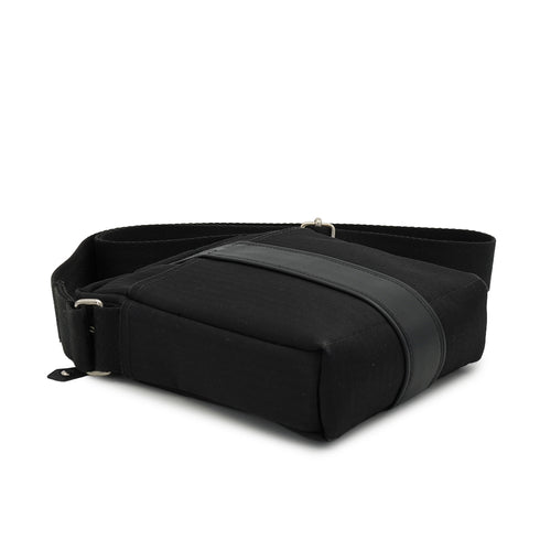 HERMES ACAPULCO BANDOULIERE PM BLACK TOILE CHEVRON SHOULDER BAG PALLADIUM HARDWARE 90327866