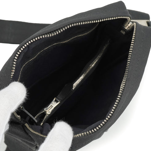 HERMES ACAPULCO BANDOULIERE PM BLACK TOILE CHEVRON SHOULDER BAG PALLADIUM HARDWARE 90327866