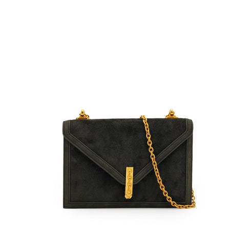HERMES ALCAZAR DARK GRAY DOBLIS CHAIN SHOULDER BAG 1980 CIRCLE J GOLD HARDWARE 90334298
