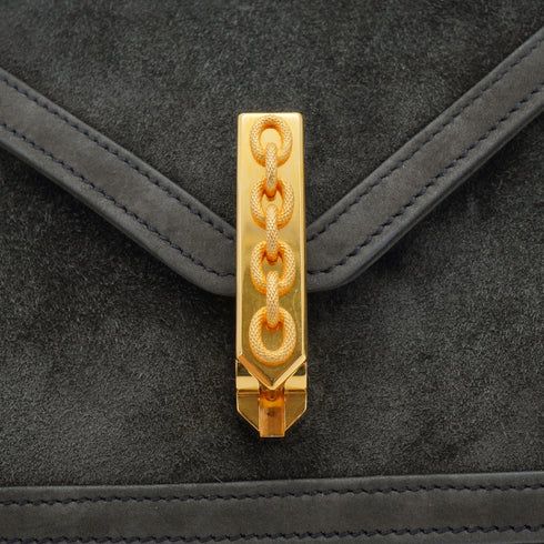 HERMES ALCAZAR DARK GRAY DOBLIS CHAIN SHOULDER BAG 1980 CIRCLE J GOLD HARDWARE 90334298