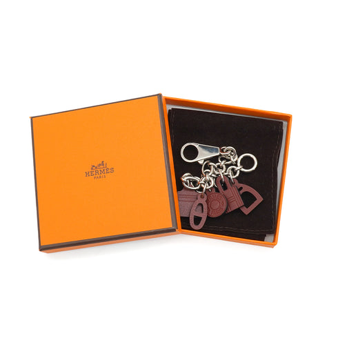 HERMES BAG CHARM AMULETTES 5 BORDEAUX VEAU BARENIA PALLADIUM HARDWARE 90343458
