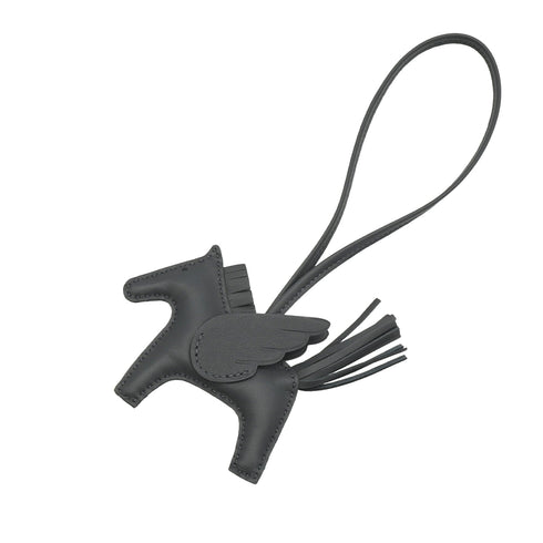 HERMES BAG CHARM RODEO PEGASUS PM ARDOISE AGNEAU MILO W STAMP 90340908