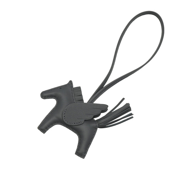 HERMES BAG CHARM RODEO PEGASUS PM ARDOISE AGNEAU MILO W STAMP 90340908