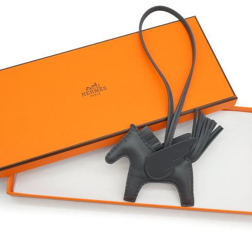 HERMES BAG CHARM RODEO PEGASUS PM ARDOISE AGNEAU MILO W STAMP 90340908