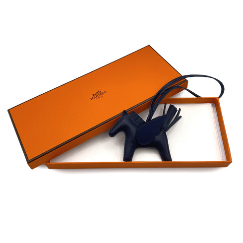 HERMES BAG CHARM RODEO PEGASUS PM BLUE SAPHIR 2025 K STAMP AGNEAU MILO 90328133