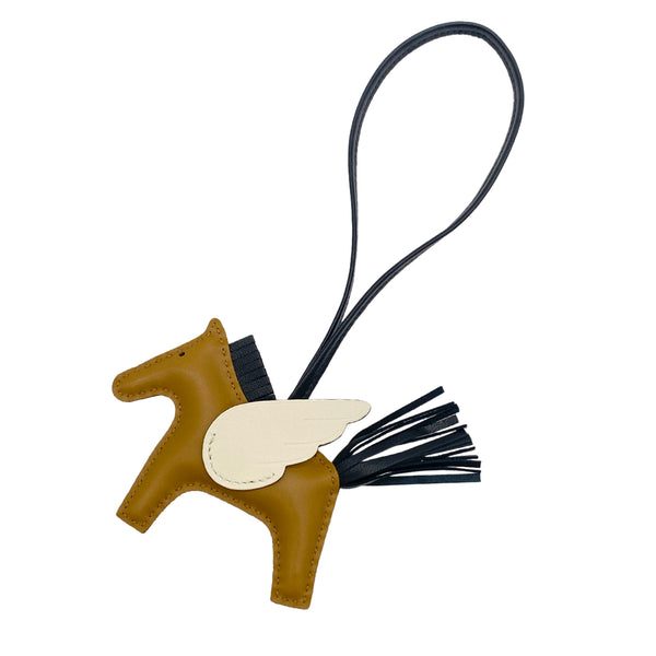 HERMES BAG CHARM RODEO PEGASUS PM CRAIE SESAME BLACK AGNEAU MILO 2021 Z STAMP 90325609