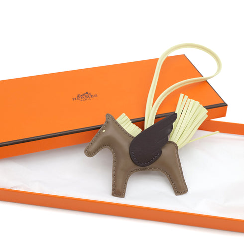 HERMES BAG CHARM RODEO PEGASUS PM ETOUPE ROUGE SELLIER JAUNE MILTON AGNEAU MILO 2024 W STAMP 90313548