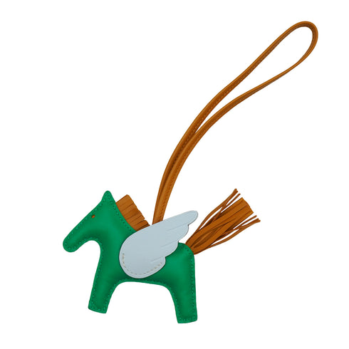 HERMES BAG CHARM RODEO PEGASUS PM MINT BLUE BRUME SESAME AGNEAU MILO 2022 U STAMP 90339668