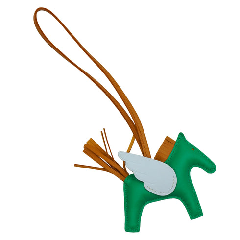 HERMES BAG CHARM RODEO PEGASUS PM MINT BLUE BRUME SESAME AGNEAU MILO 2022 U STAMP 90339668
