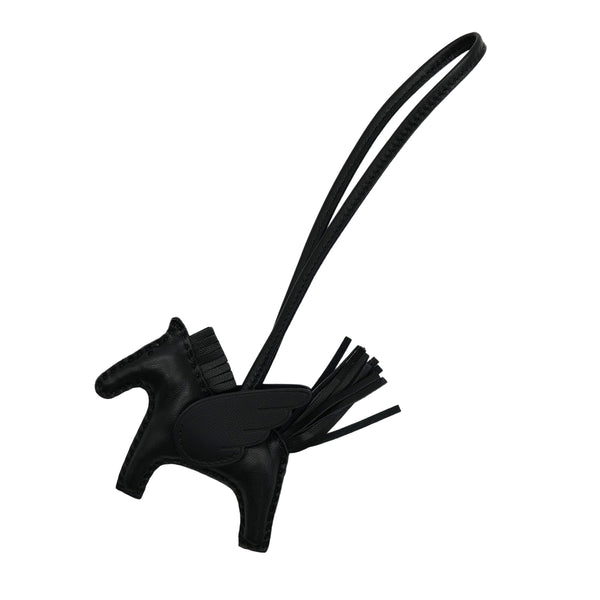 HERMES BAG CHARM RODEO PEGASUS PM SO BLACK AGNEAU MILO 2024 W STAMP 90312943
