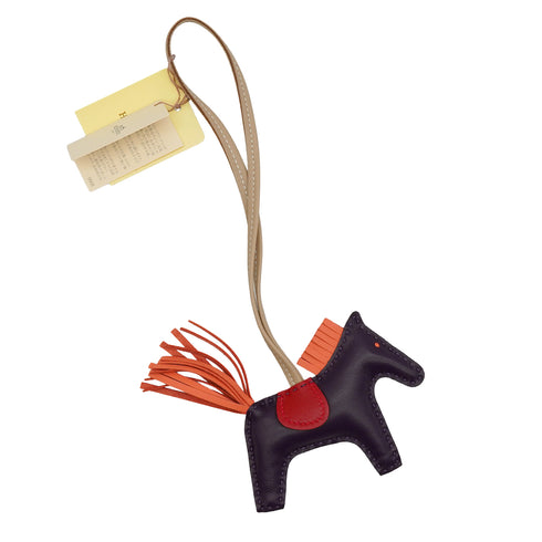 HERMES BAG CHARM RODEO PM RAISIN FRAMINGO AGNEAU MILO 2017 A STAMP 90338888