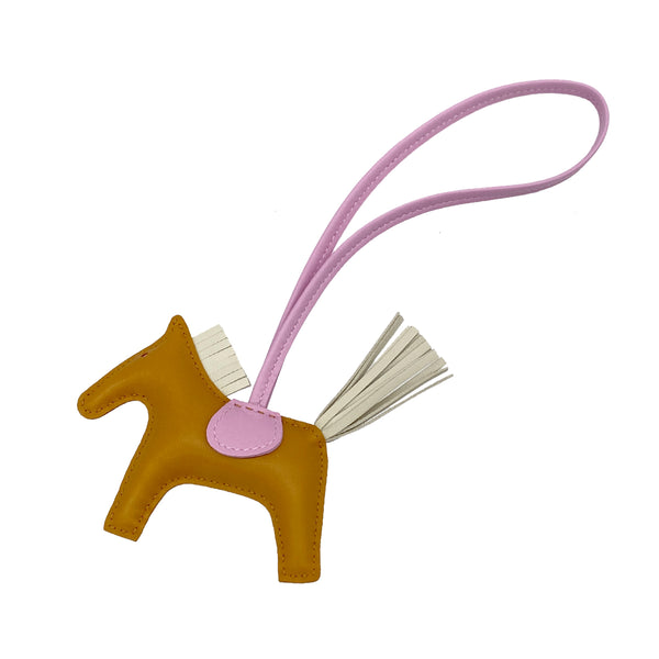 HERMES BAG CHARM RODEO PM SESAMI CRAIE MAUVE SYLVESTRE AGNEAU MILO 2022 U STAMP 90325936