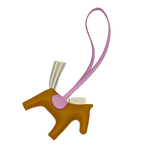 HERMES BAG CHARM RODEO PM SESAMI CRAIE MAUVE SYLVESTRE AGNEAU MILO 2022 U STAMP 90325936