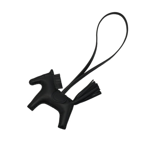 HERMES BAG CHARM RODEO PM SO BLACK AGNEAU MILO 2026 G STAMP 90347855