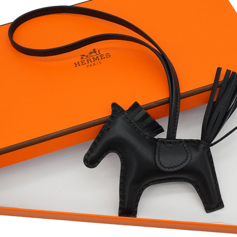 HERMES BAG CHARM RODEO PM SO BLACK AGNEAU MILO 2026 G STAMP 90347855