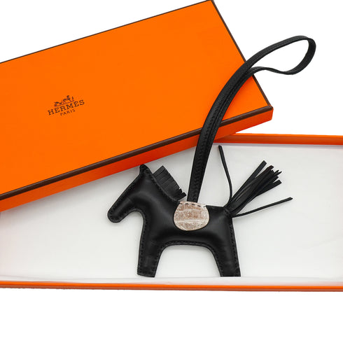 HERMES BAG CHARM RODEO PM TOUCH BLACK HIMALAYA AGNEAU MILO CROCODILE NILOTICUS MAT 2024 W STAMP 90342594