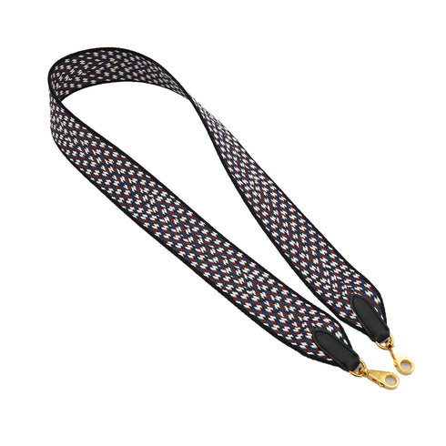 HERMES BANDOULIERE SANGLES ZIGZAG 50MM SHOULDER STRAP BLACK WHITE DEEP BLUE TOILE SWIFT 90334876