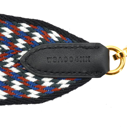 HERMES BANDOULIERE SANGLES ZIGZAG 50MM SHOULDER STRAP BLACK WHITE DEEP BLUE TOILE SWIFT 90334876