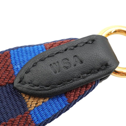 HERMES BANDOULIERE SANGLES QUADRILLE MAXI 25MM SHOULDER STRAP BISCUIT ROUGE H BLEU BILLARD GOLD HARDWARE 90339169