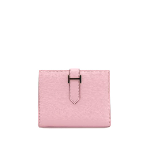 HERMES BEARN COMPACT WALLET ROSE SAKURA CHEVRE MYSORE 2019 D STAMP PALLADIUM HARDWARE 90312669