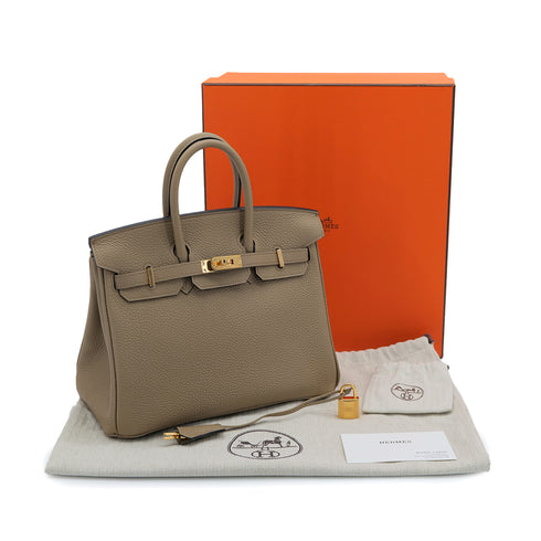 HERMES BIRKIN 25 BEIGE MARFA TOGO HAND BAG 2024 W STAMP GOLD HARDWARE 90325351