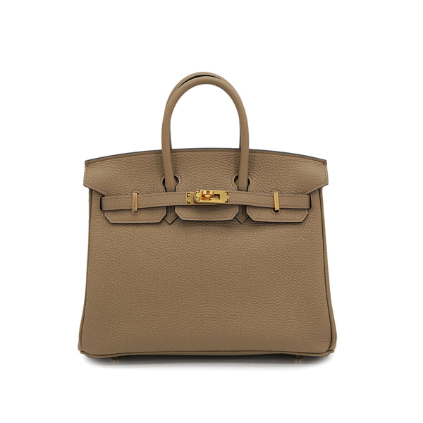 HERMES BIRKIN 25 BEIGE MARFA TOGO HAND BAG 2024 W STAMP GOLD HARDWARE 90325351