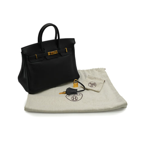 HERMES BIRKIN 25 BLACK CHEVRE HAND BAG 2010 SQUARE N GOLD HARDWARE 90340167