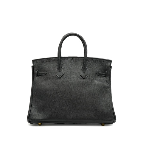 HERMES BIRKIN 25 BLACK CHEVRE HAND BAG 2010 SQUARE N GOLD HARDWARE 90340167