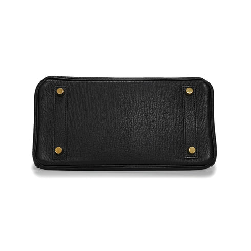 HERMES BIRKIN 25 BLACK CHEVRE HAND BAG 2010 SQUARE N GOLD HARDWARE 90340167