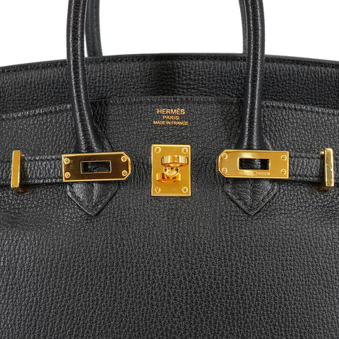HERMES BIRKIN 25 BLACK CHEVRE HAND BAG 2010 SQUARE N GOLD HARDWARE 90340167