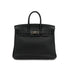 HERMES BIRKIN 25 BLACK TAURILLON CLEMENCE HAND BAG 2010 SQUARE N PALLADIUM HARDWARE 90312935