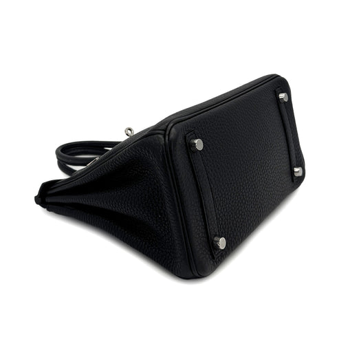 HERMES BIRKIN 25 BLACK TAURILLON CLEMENCE HAND BAG 2010 SQUARE N PALLADIUM HARDWARE 90312935