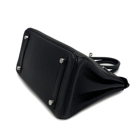 HERMES BIRKIN 25 BLACK TAURILLON CLEMENCE HAND BAG 2010 SQUARE N PALLADIUM HARDWARE 90312935