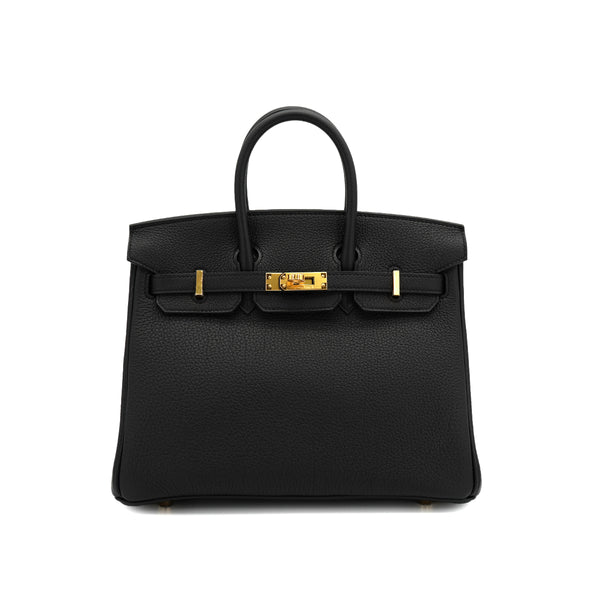 HERMES BIRKIN 25 BLACK TOGO HAND BAG 2026 G STAMP GOLD HARDWARE 90326677