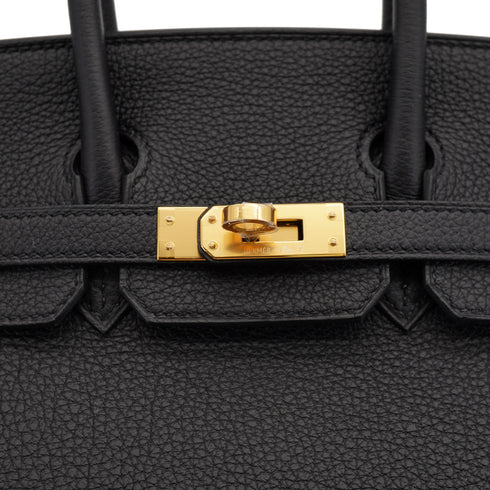 HERMES BIRKIN 25 BLACK TOGO HAND BAG 2026 G STAMP GOLD HARDWARE 90326677