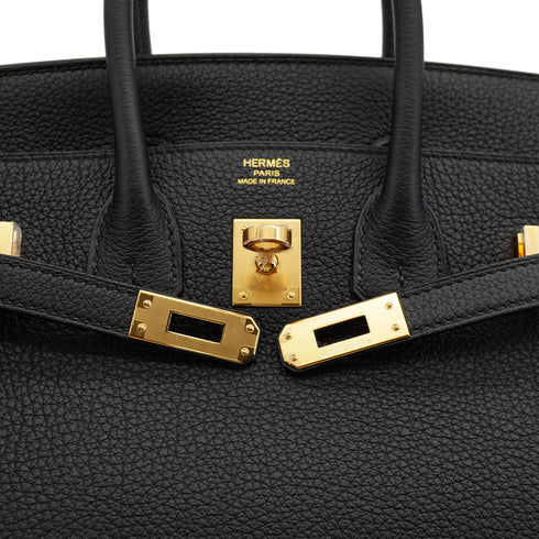 HERMES BIRKIN 25 BLACK TOGO HAND BAG 2026 G STAMP GOLD HARDWARE 90326677