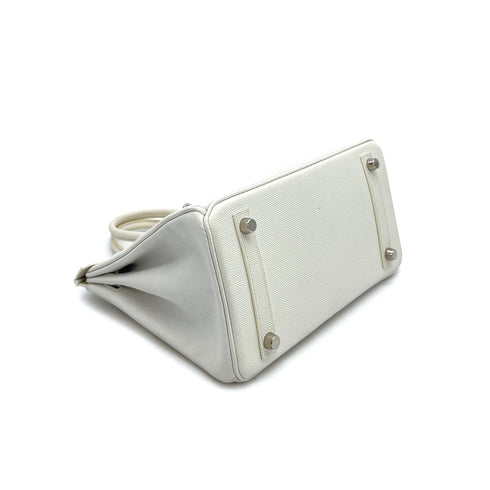 HERMES BIRKIN 25 BLANC VEAU EPSOM HAND BAG 2009 SQUARE M PALLADIUM HARDWARE 90317617