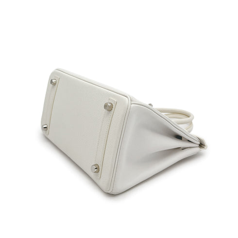 HERMES BIRKIN 25 BLANC VEAU EPSOM HAND BAG 2009 SQUARE M PALLADIUM HARDWARE 90317617