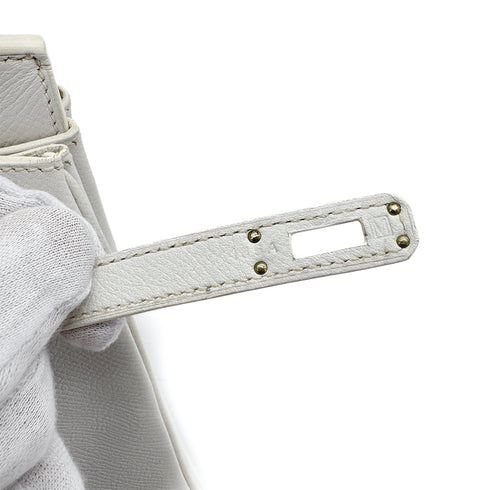 HERMES BIRKIN 25 BLANC VEAU EPSOM HAND BAG 2009 SQUARE M PALLADIUM HARDWARE 90317617
